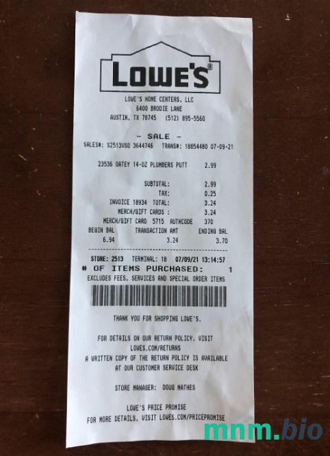Lowes Retail Company potwierdzenie płatności